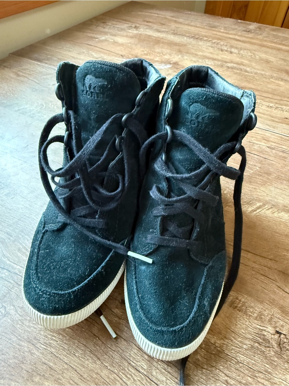 Sorel Black Suede Lace-Up High-Top Sneakers